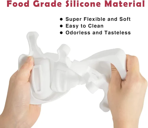 Miniatura 3 de Ouddy moldes de silicona para paletas con tapa, 2 moldes para paletas para niños, 4 cavidades, moldes ovalados para helados con 50 palitos