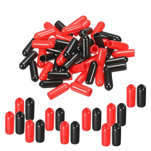 Miniatura 11 de MECCANIXITY 50 unids tapas de goma Surtido de 0.079 in PVC vinilo tornillo rosca protector para tornillo tornillo negro rojo