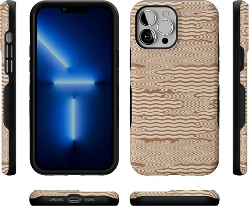 Miniatura 9 de Casely Funda para iPhone 13 Pro Max Ondulación moca Ondas marrones Compatible con MagSafe Diseño protector audaz