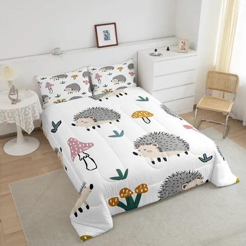 Miniatura 68 de Erosebridal Juego de ropa de cama para niños, tamaño individual, diseño de gatos de dibujos animados, para niñas, niños y adolescentes, edredón