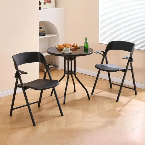 Miniatura 8 de Silla de oficina plegable, sillas plegables de plástico con reposabrazos desmontable, sillas de comedor apilables, silla plegable portátil