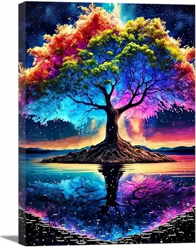 Miniatura 34 de VOCBAN Nature Tree of Life Abstract Pictures Canvas Painting Large Modern Canvas Wall Art Colorful Trees Living Room Wall Decor Plant Prints(black