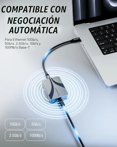 Miniatura 4 de SABRENT Adaptador USB4 a 10 Gigabit Ethernet – Adaptador de Red USB-C a 10GbE para USB4/Thunderbolt 3/4, Carcasa de Aluminio, Alimentado por Bus