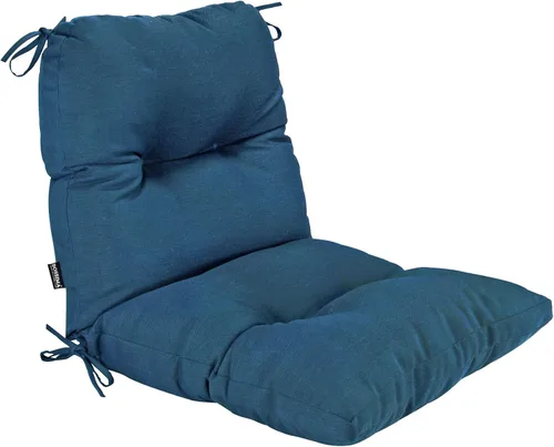 Miniatura 10 de Cojín acolchado para silla de respaldo alto para interiores y exteriores, cojines de asiento de patio, color negro