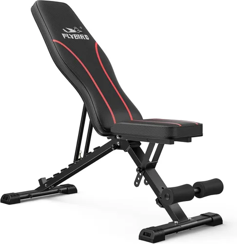 FLYBIRD Banco ajustable, banco de pesas utilitario para entrenamiento de cuerpo completo, banco inclinado plegable multiusos (negro)