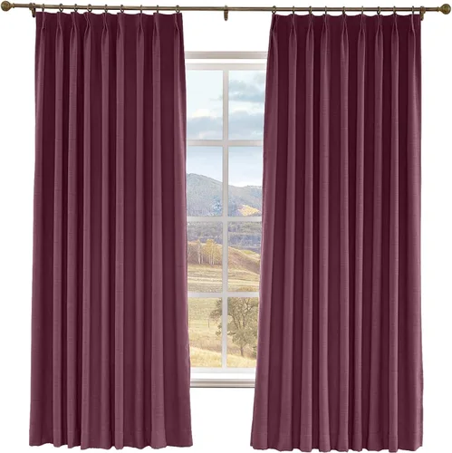 Miniatura 10 de Macochico Cortinas opacas de lino sintético de 52 pulgadas de ancho x 63 pulgadas de largo, panel de cortinas plisadas para dormitorio, aulas