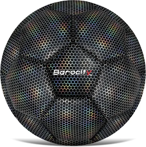Miniatura 15 de Balón de fútbol premium para niños y niñas, balón oficial de partido con patrón hex arcoíris reflectante, duradero, para interiores, exteriores, Azul