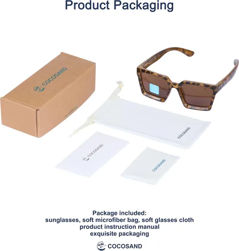 Miniatura 2 de COCOSAND Lentes de sol polarizados para niños, protección UV 400, retro, cuadrados, futuristas, para jóvenes, adolescentes, niños y niñas de 5 a 12
