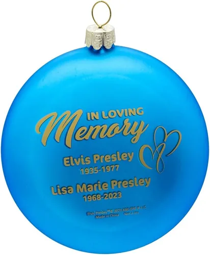 Miniatura 3 de Kurt Adler - Adorno de disco de cristal de Elvis y Lisa Marie (3 pulgadas)