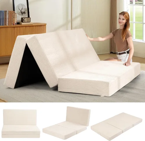 Miniatura 13 de Colchón de tres pliegues de 6 pulgadas, tamaño individual, sofá cama plegable con funda extraíble lavable, colchón plegable de espuma de alta