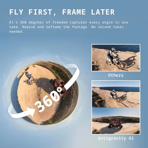 Miniatura 6 de Antigravity Drone A1-360 con cámara 8K, gafas inmersivas, control de movimiento de punto a volar para adultos y principiantes, evitar obstáculos