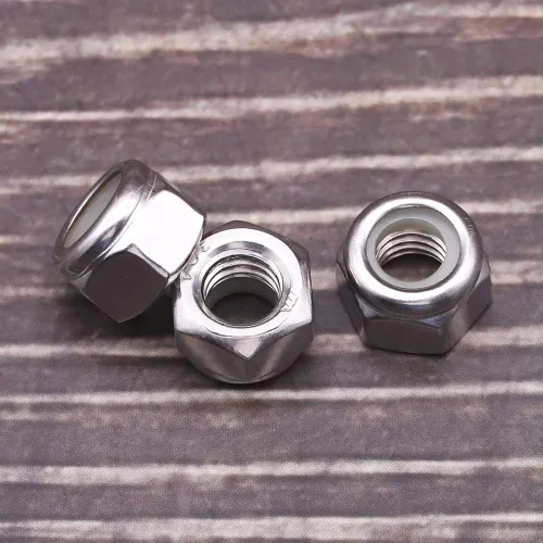 Miniatura 3 de Tuercas de bloqueo hexagonales con inserto de nailon 1/2-13, tuercas de seguridad inoxidables, accionamiento hexagonal, acabado brillante, acero
