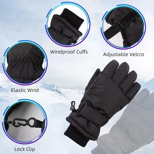Miniatura 2 de Guantes de esquí de invierno para niños y niñas, guantes de nieve impermeables para clima frío, guantes de esquí y snowboard con forro polar