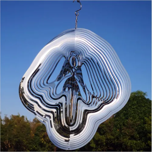 Miniatura 14 de DJUAN Giradiscos de Acero Inoxidable Reflectantes para Jardín al Aire Libre, Giradiscos de Viento Brillantes Dispositivos para Aves que Disuaden a