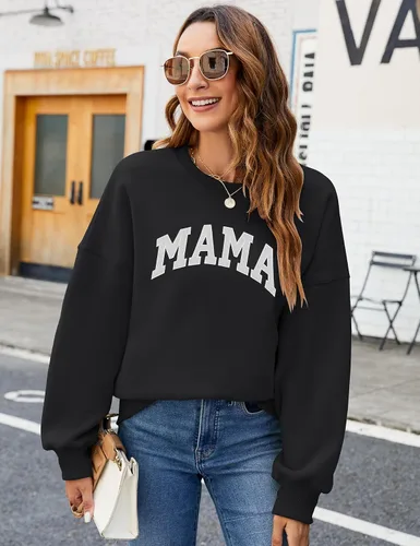Miniatura 2 de LOMON Sudadera de cuello redondo para mujer, casual, de gran tamaño, sudadera con capucha de manga larga de forro polar