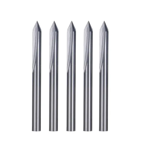 Miniatura 6 de HUHAO 5 piezas de brocas de grabado CNC, brocas en V de 60 grados con vástago recto de 2 hélices de 1/8" y punta de 0.1mm de carburo