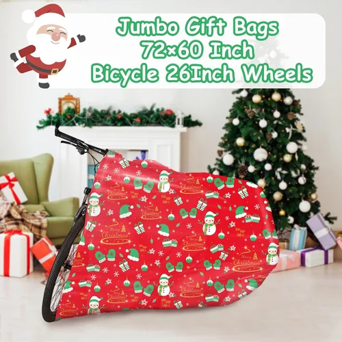 Miniatura 3 de Bolsas de regalo de Navidad extra grandes de HYmoso, 2 piezas de bolsas de regalo para bicicletas jumbo para regalos gigantes enormes de Navidad