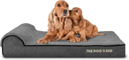 Miniatura 50 de The Dog's Bed - Cama Ortopédica para Perros con Reposacabezas XL Negra de Felpa, Espuma Viscoelástica, Alivio del Dolor para Artritis, Displasia