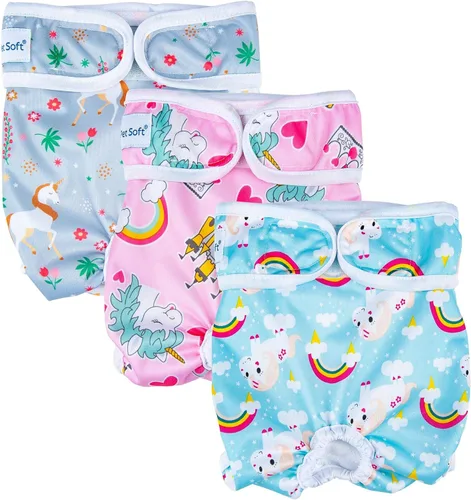 Miniatura 13 de Pet Soft Pañales para perras, paquete de 3 pañales lavables para perros en celo, reutilizables, bragas de período, pañales para cachorros hembra