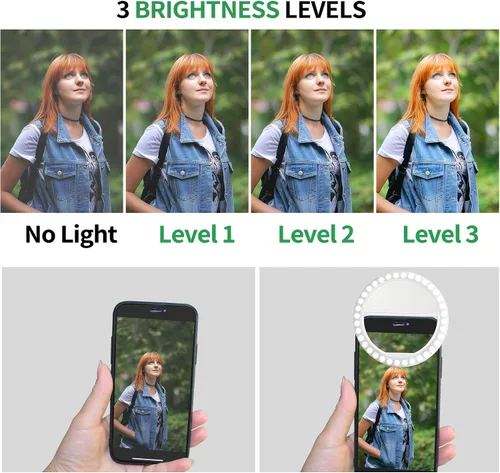 Miniatura 7 de XINBAOHONG - Anillo de luz para selfie, recargable, portátil, con clip, con 36 LED, para iPhone, Android, fotografía de teléfono inteligente, cámara