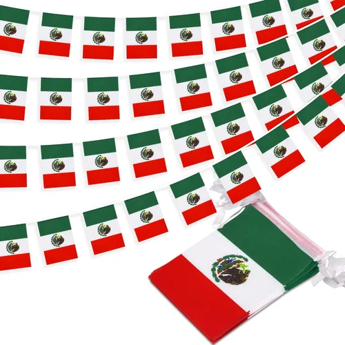 Bandera de Banderines de Cuerda de México, Banner de Banderines, Mini Banderas Mexicanas Pequeñas, Banner de Banderines, 16 de Septiembre Día de la