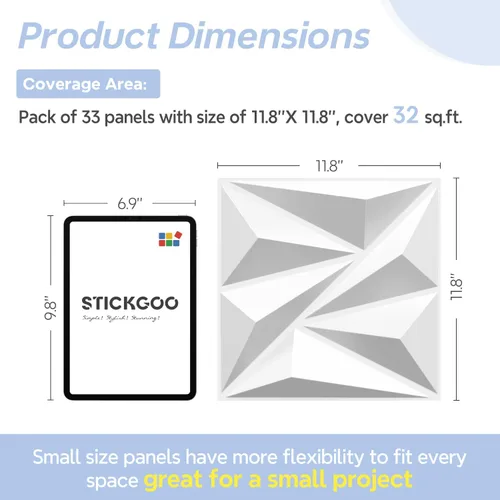 Miniatura 6 de STICKGOO - 33 paquetes de paneles de pared 3D para decoración de pared interior, paneles texturizados de PVC de 30.5 cm x 30.5 cm, paneles de pared