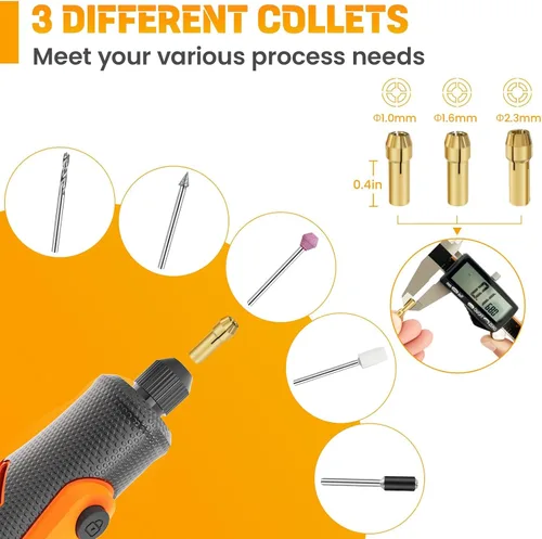Miniatura 3 de HARDELL 69 piezas de accesorios para herramientas rotativas, kit de accesorios para herramientas rotativas eléctricas con vástagos de diámetro