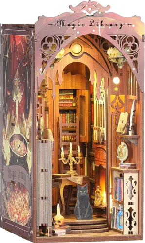 Kit de rincón de libros – Kit de rincón de libros para adultos, juego de manualidades en miniatura para casa de muñecas, rompecabezas 3D de madera