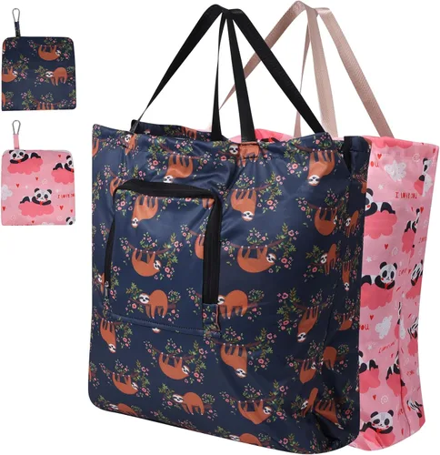 Miniatura 14 de Paquete de 2 bolsas de lavandería de viaje con asa y cordón, bolsas plegables expandibles para ropa sucia con gancho y cremallera, 23 x 20 pulgadas