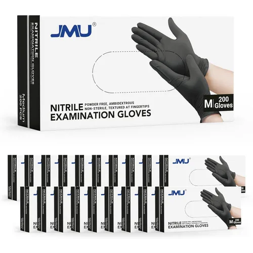 Miniatura 14 de JMU Guantes negros de nitrilo a granel mediano, caja de 1200, 3.5 mil, sin látex sin polvo
