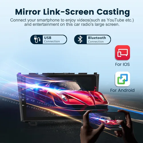 Miniatura 6 de Estéreo de coche Android 2G+64G para Honda CRV 2007-2011 con Carplay inalámbrico/Android Auto con navegación GPS WiFi, pantalla táctil de 9