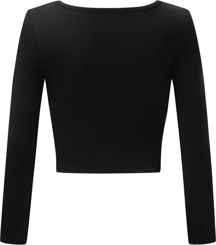 Miniatura 4 de OThread & Co. Camiseta corta de manga larga con cuello en V para mujer