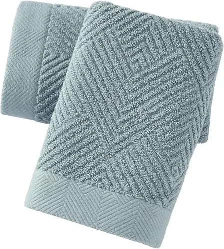 Miniatura 12 de sense gnosis Toalla de mano a rayas de espiga gris de primera calidad, 100% algodón, ultra suave, altamente absorbente, juego de 2 toallas de mano