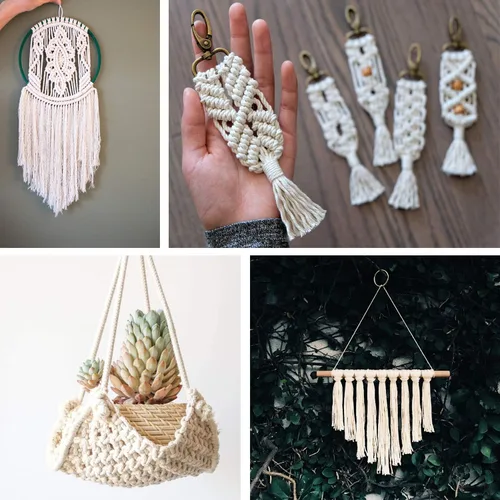 Miniatura 7 de Cordón de macramé de 6 mm x 218 yardas, cuerda de macramé de algodón natural - 4 hebras de cordón de algodón trenzado para colgar en la pared