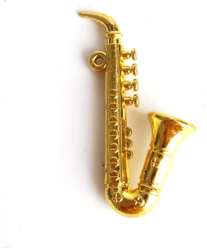 Miniatura 6 de Juego de mini instrumentos musicales en miniatura, adornos dorados para árbol de Navidad, colección de mini instrumentos con guitarra pequeña