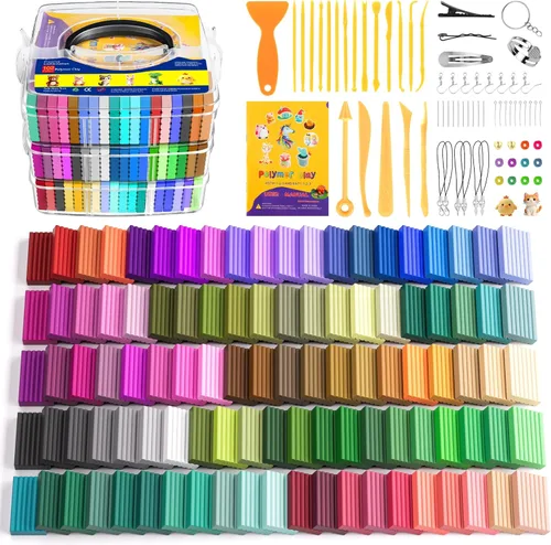 Artpar Kit de arcilla polimérica, arcilla de modelado de 102 colores para niños, arcilla de moldeo para hornear al horno con herramientas de