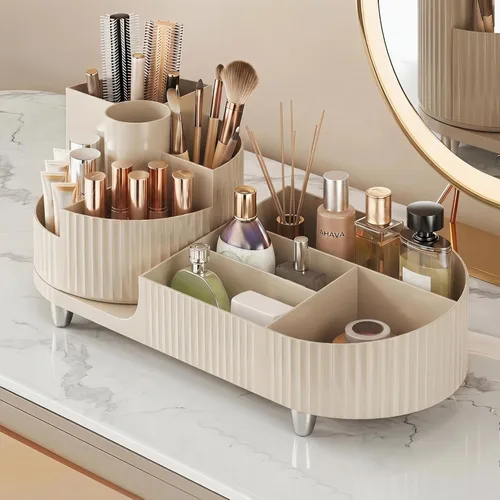 Miniatura 12 de Organizador de maquillaje giratorio, Estuche de exhibición de cosméticos de gran capacidad, fácil de guardar todos tus productos de maquillaje, al