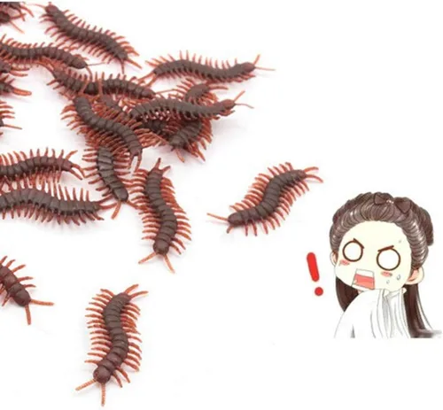 Miniatura 4 de NUOBESTY 100 piezas de ciempiés falsos de plástico ciempiés realista broma broma juguetes para el día de los inocentes suministros de fiesta