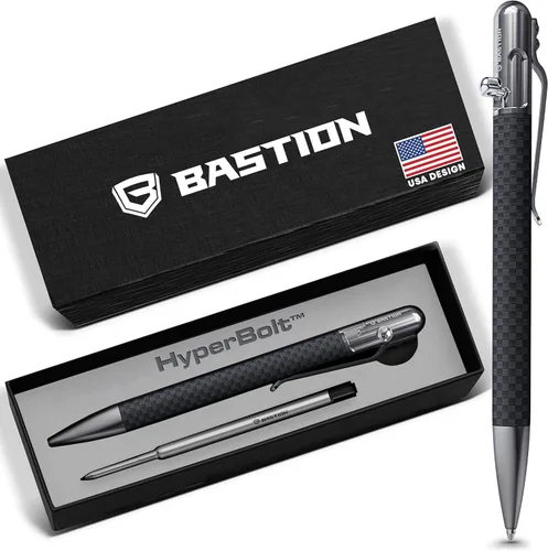 Miniatura 9 de BASTION® Bolígrafo Bolt Action Delgado de Lujo, Bolígrafo EDC Duradero con Punta Fina, Bolígrafo Profesional para Escuela y Trabajo - Acero Acero