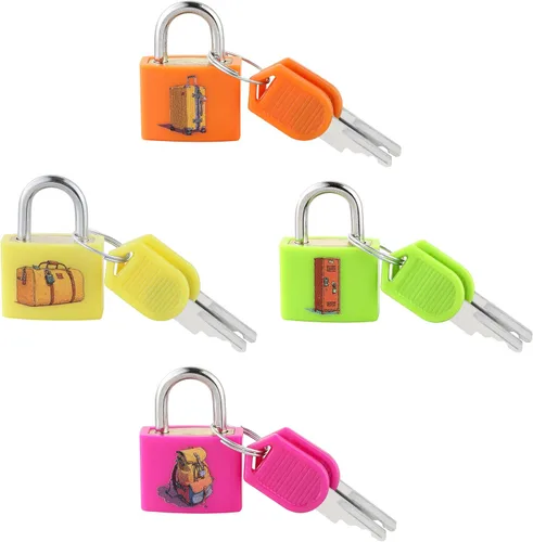Kaloo - 4 cerraduras de equipaje, pequeñas cerraduras de candado para maletas pequeñas con llaves, núcleo de bloqueo de cobre fuerte con carcasa de