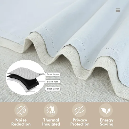 Miniatura 5 de DriftAway - Cortinas de Lino con Doble Capa, Blackout, de Atar, con Aislaje Térmico, Totalmente Forradas, Estilo Globo Romano, para Baño, con Lino