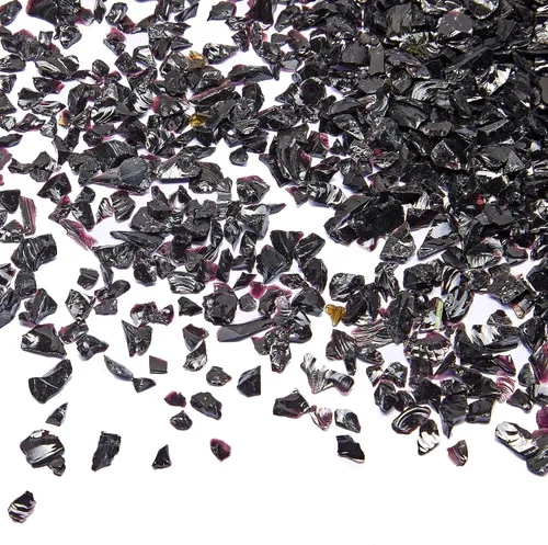 TWINKLING Vidrio triturado de alto brillo, vidrio roto, chips de gemas de vidrio para arte de resina DIY, arte de uñas, pintura de geoda, 1-3mm Negro