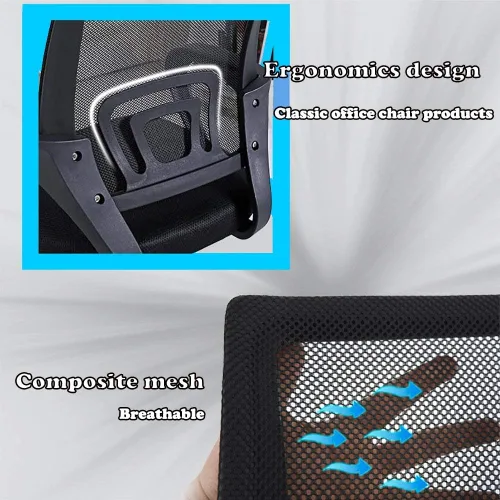 Miniatura 5 de Silla de oficina ergonómica de malla con respaldo medio, 4