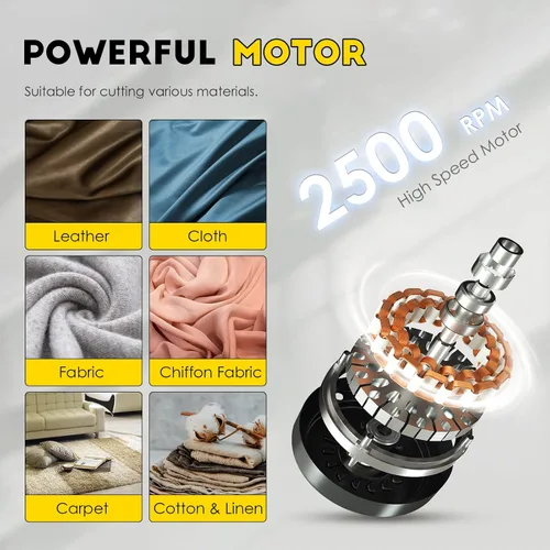 Miniatura 5 de CGOLDENWALL Cortador eléctrico rotativo de tela, multicapa, grosor de corte de 1 pulgada, para tela, cuero, alfombra, 2400 RPM, 110 V