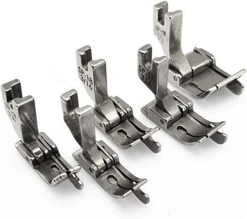 Miniatura 3 de YEQIN Máquina de coser industrial con bisagras de 5 tamaños, pie prensatelas con guía derecha #SP-18 1/16 "+1/8"+3/16"+1/4"+1/2" con 2 tornillos