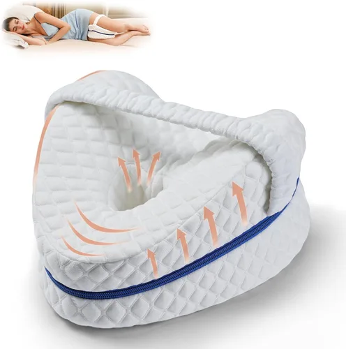BEAUTRIP Almohada de rodilla para dormir de lado, almohadón de espuma viscoelástica con contorno de cuña, cojín de apoyo con funda lavable para