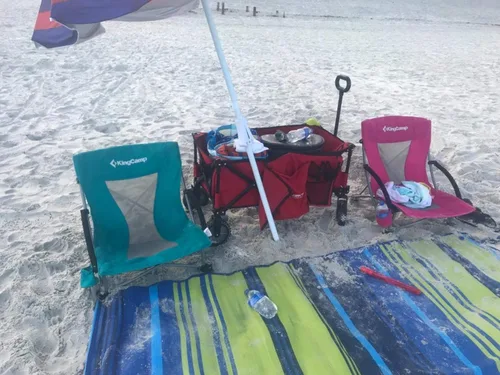 Miniatura 2 de KingCamp Silla de playa baja, silla de camping plegable con respaldo alto para adultos, asiento de malla transpirable de gran tamaño, silla portátil