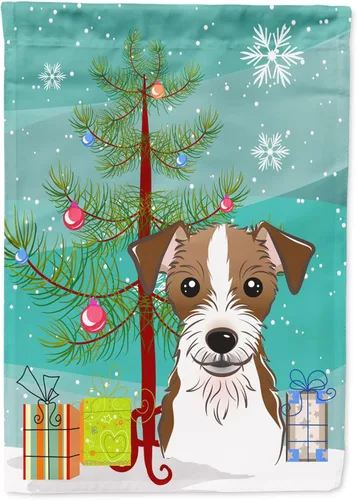 Miniatura 9 de Caroline's Treasures BB1622CHF - Bandera de casa Shih Tzu con árbol de Navidad y gris plateado para porche, grande, para colgar en la pared