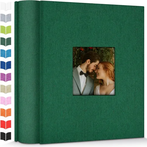 Miniatura 36 de Álbum de fotos Artfeel 4x6 con 300 bolsillos, álbumes de fotos deslizables, libro de memorias con cubierta de lino y ventana frontal, libro de fotos