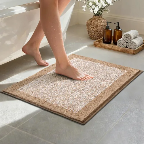 Miniatura 42 de Alfombras de baño de 17 x 24 pulgadas, antideslizantes, lavables, color gris, para bañera, tapete de baño para baño, tapete suave y absorbente